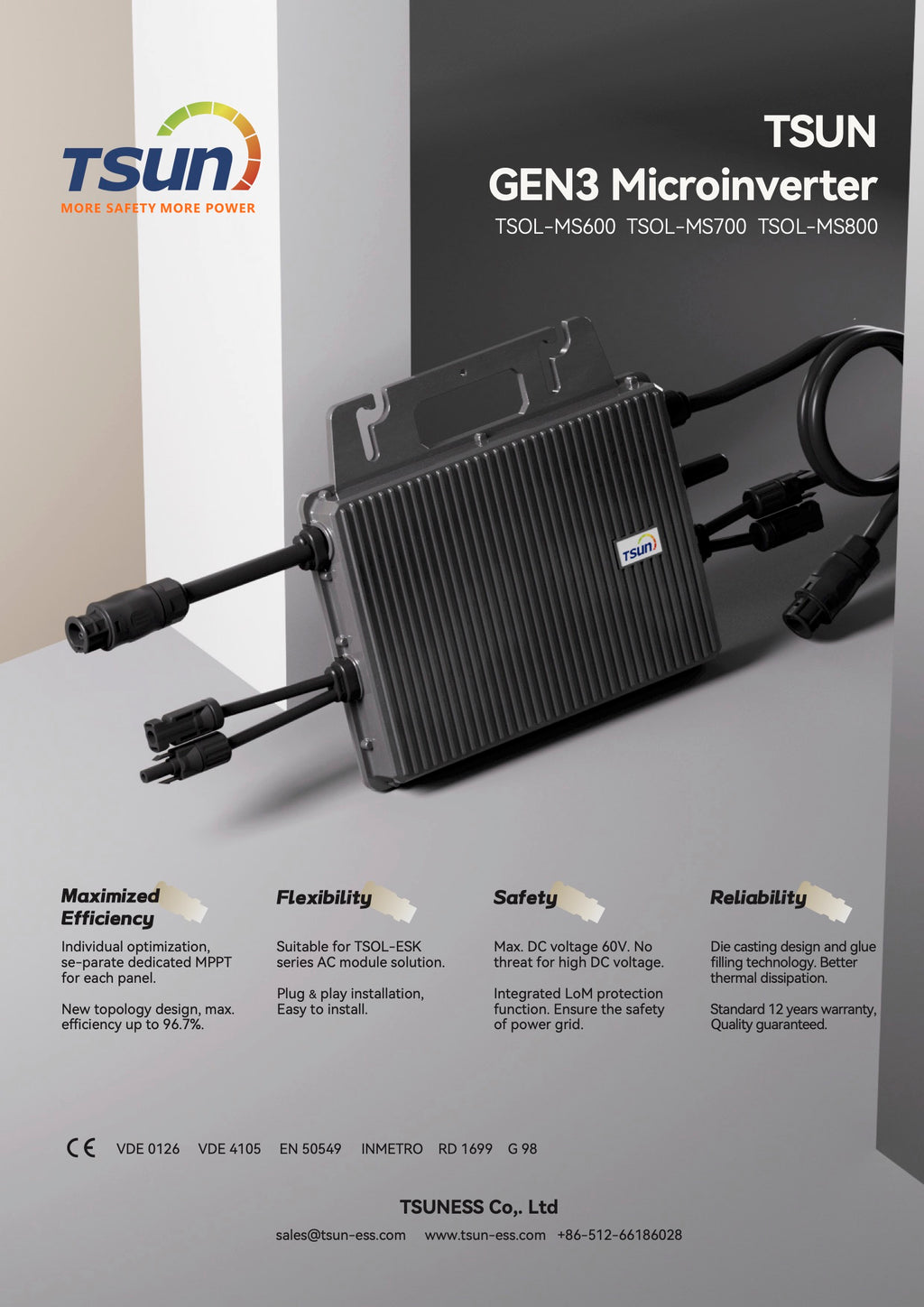 Balkonkraftwerk Komplettset Basic 870W - TSUN 800W Wechselrichter 3. Gen - Plug-and-Play Solaranlage für Balkon & Garten