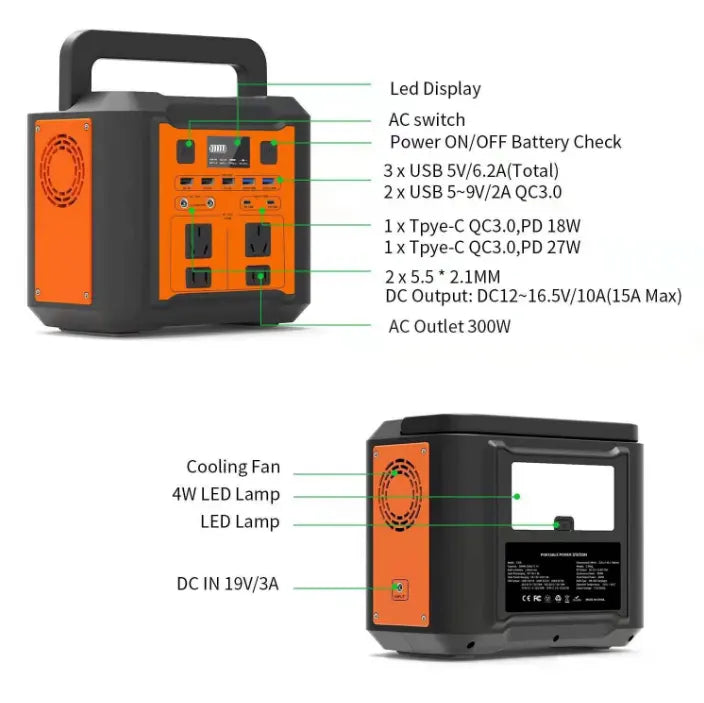 300W 80000mAh Lithium Battery Pack Outdoor Solar Rechargeable Mobile Power Banks Supply Portable Power Stations