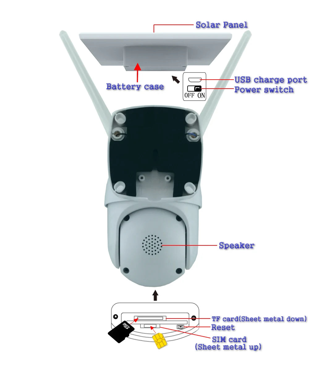 Tuya Batterie / WLAN Solar IP PTZ CCTV Kamera mit Solar