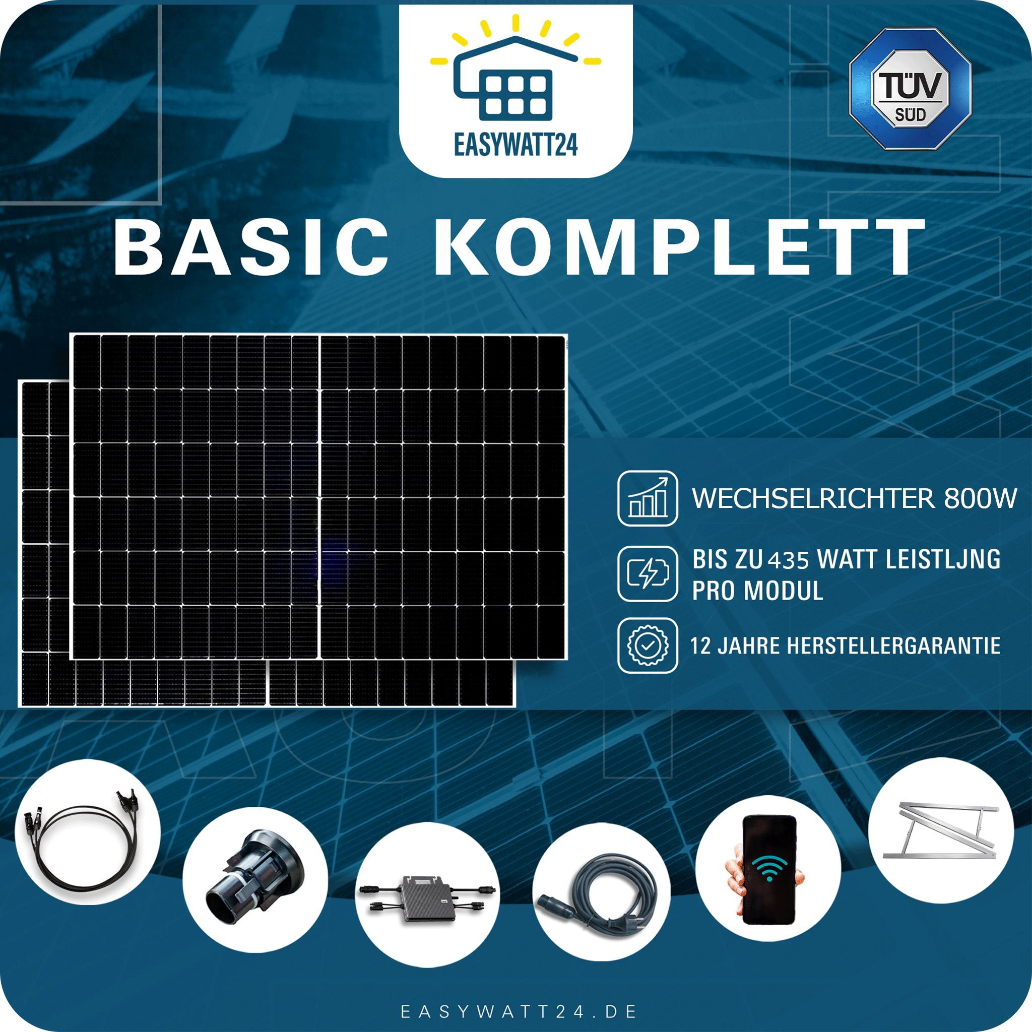 Balkon-Solaranlage 870W – Komplettset mit TSUN 800W Wechselrichter (2024) – Einfache Installation, Stromkosten sparen