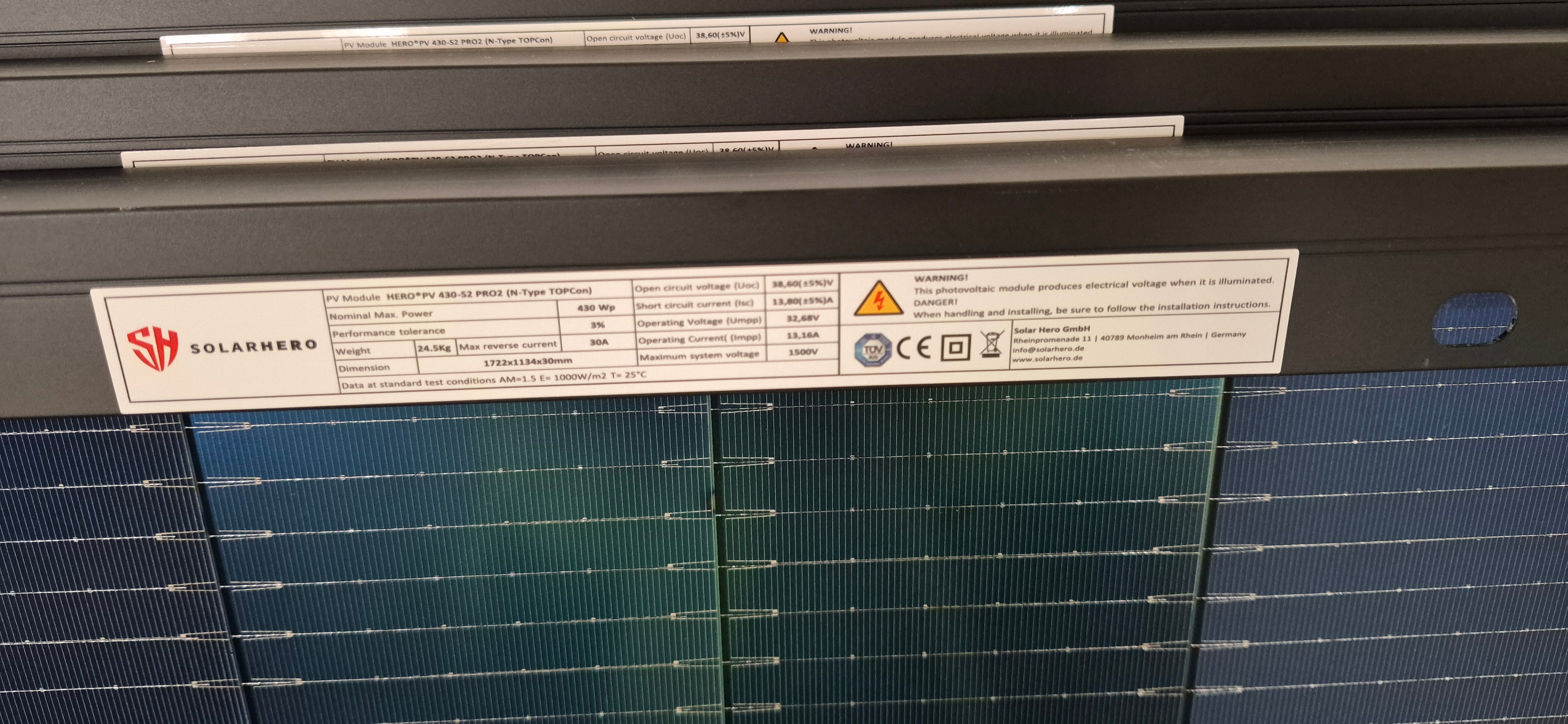 Solar Hero - Solarmodul DoppelGlas transparent bifacial HERO®PV 430-S2 PRO2