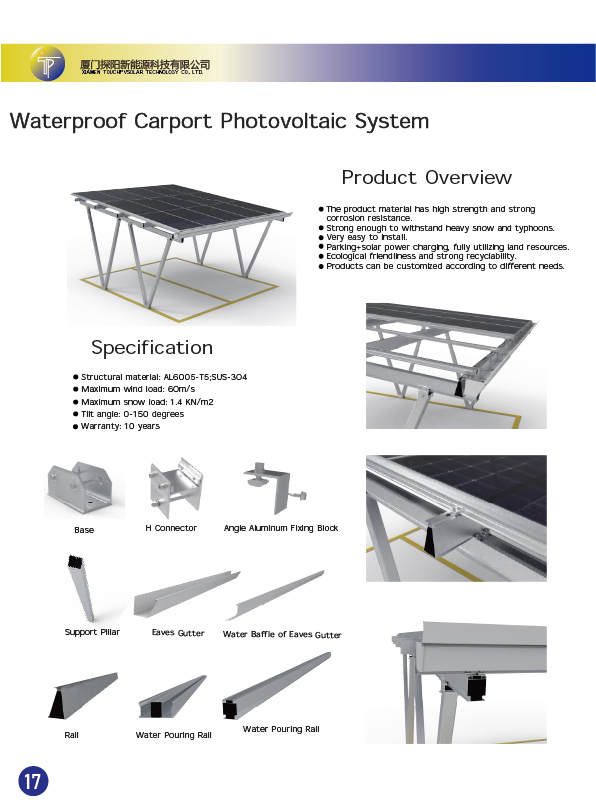 Carport Wasserdichtes Solar-Montagesystem
