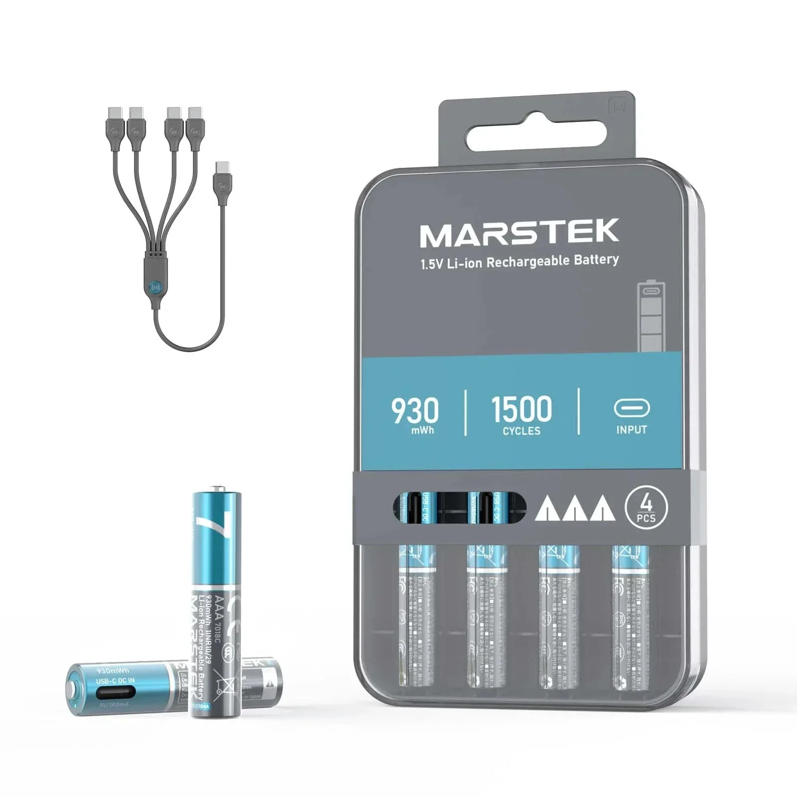 Marstek wiederaufladbarer Li-Ion-Akku mit USB-C-Anschluss